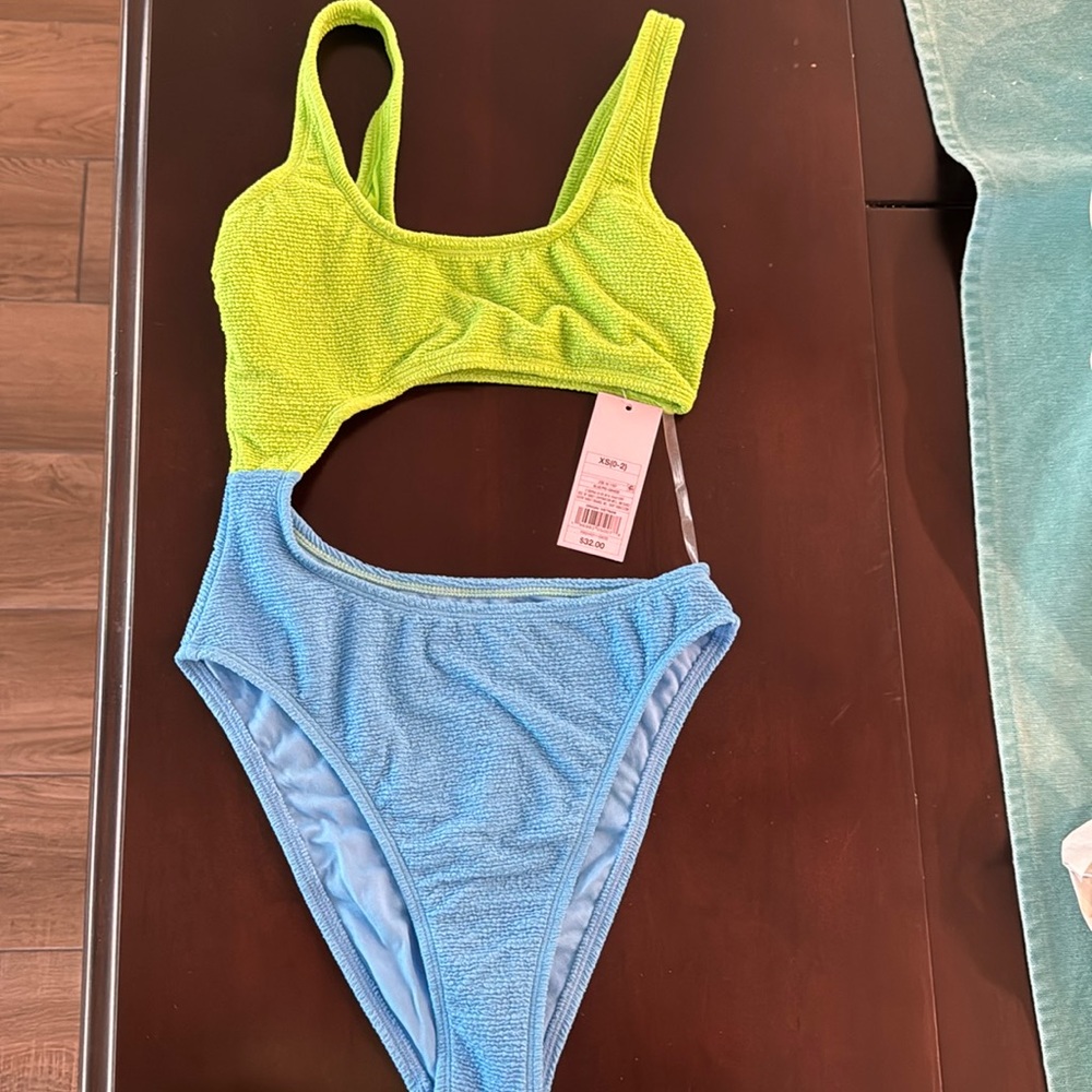 Wild fable blue and green one piece bikini XS nwt
